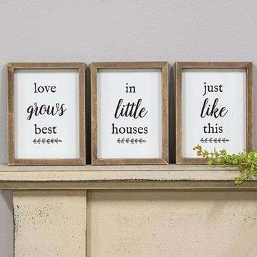 3/Set, Love Grows Best Framed Signs - The Fox Decor